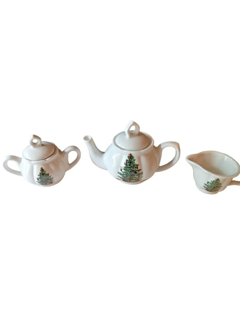 Formalities By Baum Bros Christmas Tree Tea Set & Plates For 4 - Ceramic Holiday